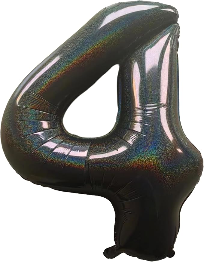 Jonhamwelbor 40 Inch Laser Black 4 Balloon Number Foil Mylar Giant Balloon by Jonhamwelbor
