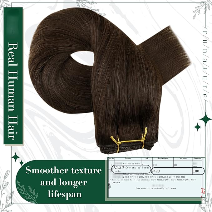 RUNATURE Clip in Hair Extensions Brown, Real Human Hair Clip in Extensions, Short Hair Extensions Clip Ins, Double Weft Remy Natural Hair, Can be Styled, 12 Inch 50g 3pcs #2 Dark Brown