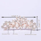 Rose Gold Crystal and Pearl Bridal Hair Clip Floral Hair Accessory Wedding Hair Comb For Women and Bride