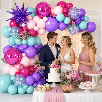Pink and Teal Blue Balloon Arch Garland Kit - Image 4