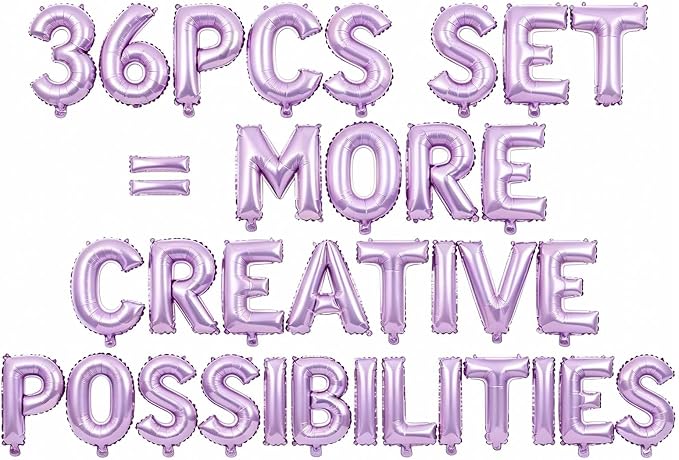 36 Pcs Pastel Purple Letter Balloons, Custom A-Z Set by GOGAKIE