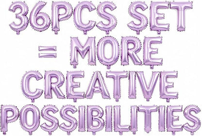 36 Pcs Pastel Purple Letter Balloons, Custom A-Z Set by GOGAKIE