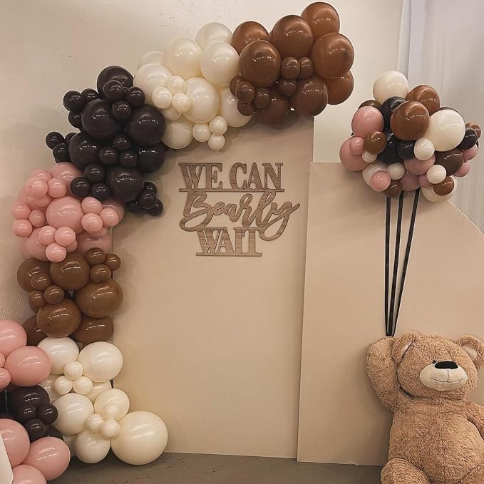 Pink and Brown Balloons Light Pink Coffee Brown Beige Balloons 12inch White - Image 5