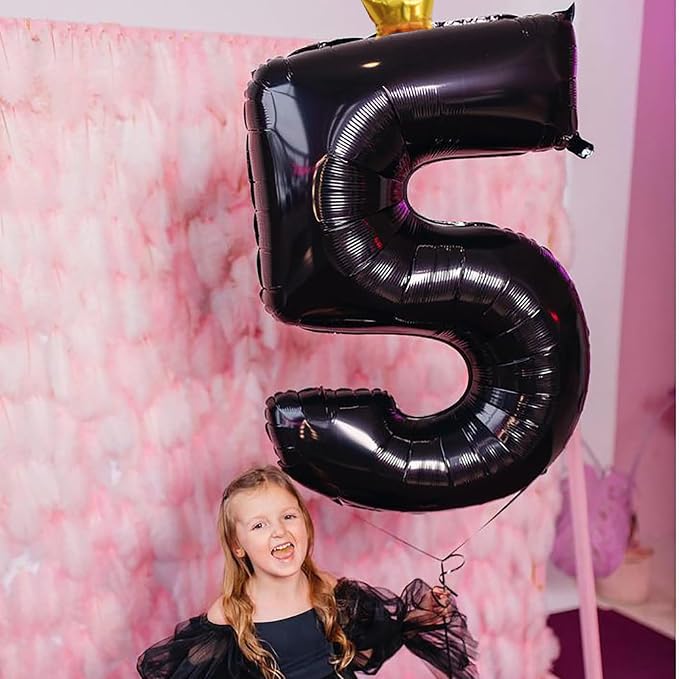 40 Inch Black 5 Number Balloons - Image 5