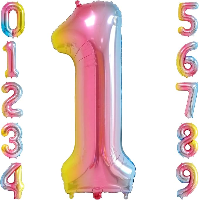 40" Rainbow Foil Number 1 Balloon by TNCDJKPA