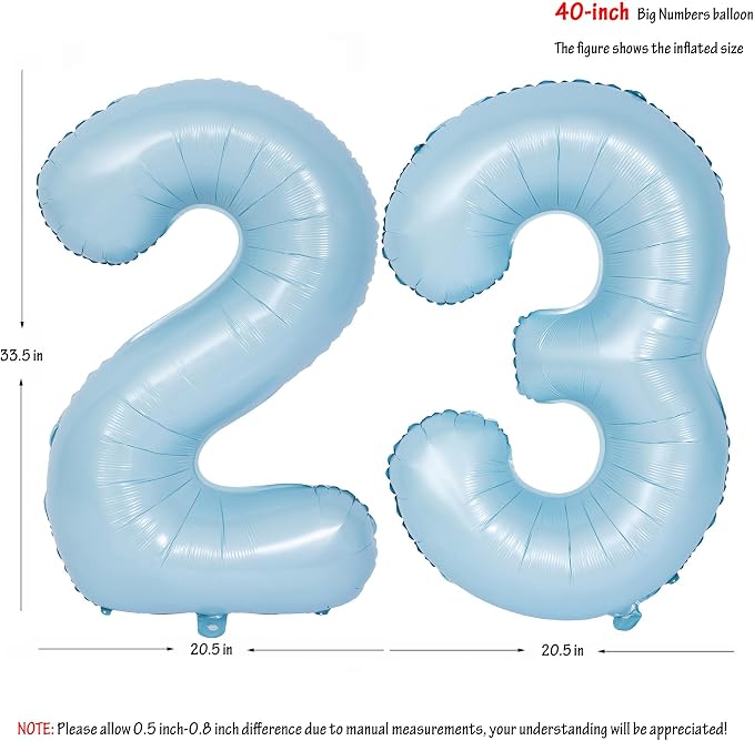 40 In Matte Blue Number Balloons Helium Foil Mylar Balloon Party Digital 23 | - Image 2