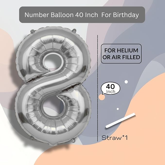 Rainbow Number Balloons 8 Mylar Foil 40 Inch - Image 8