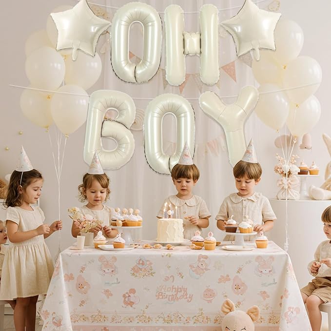 TONIFUL 40 Inch Cream White OH BOY Balloon, Oh Boy Sign - Image 5