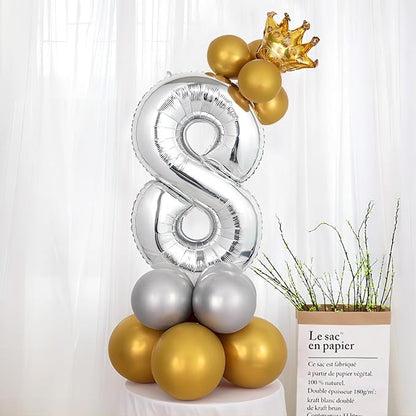 40 Inch Silver Number Balloons, Helium Mylar Foil Number Balloons - Image 6