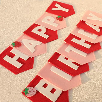 Felt Pink Red Happy Birthday Banner Birthday Decorations - Image 5