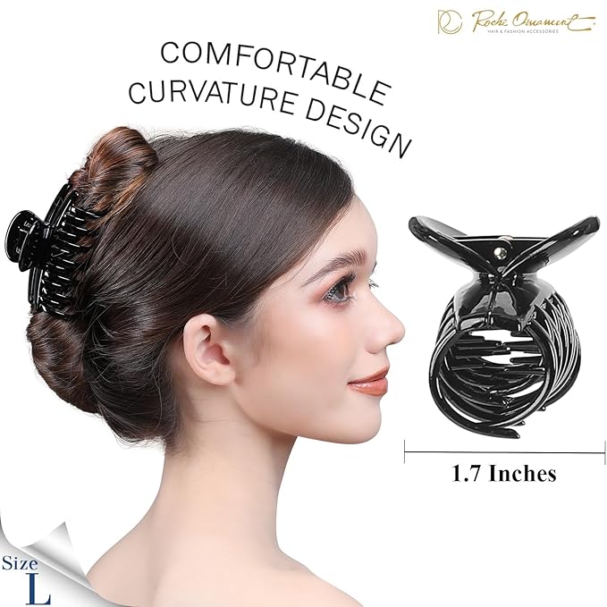 RC ROCHE 6 Pcs Double Claw Hair Clip Tooth Claw Clip Grip Tooth Jaw Clamps Thin Fine Hair Strong Hold No Slip Undo Clutchers for Women, Medium Black & White