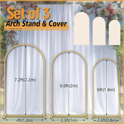 Arch Backdrop Stand and Cover Set Metal Arch Frame Stand Gold - Image 3