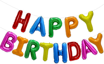 Rainbow Happy Birthday Balloon Banner, 16 Inch Foil Mylar Happy Birthday by PatiCool
