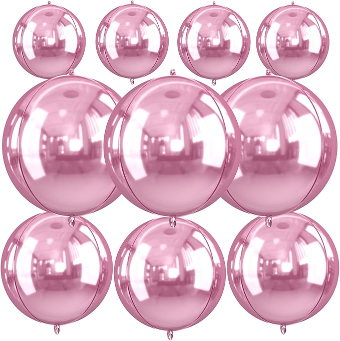 10Pcs Pink Round Foil Balloons, Metallic Light Pink Foil Baloon by FunHot