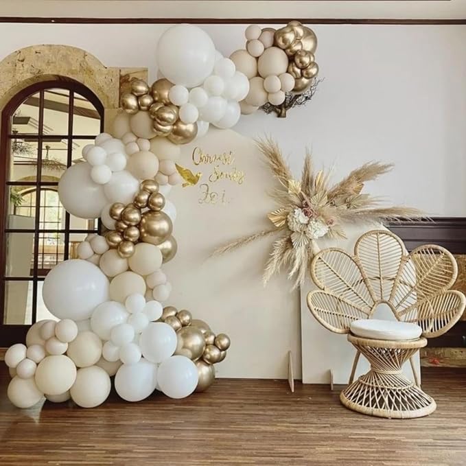 White Sand Gold Balloons Garland Arch Kit - Image 5