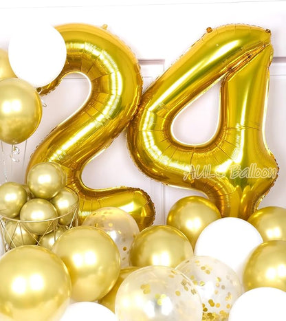 AULE 40 Inch Gold 24 Balloon Number Foil 0-9 Birthday Big Numbers | Birthday - Image 3