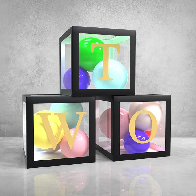 Two Balloon Boxes for Party Decorations 3 Pcs Second Birthday Balloon by bunldapoog