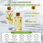 HIQILI 16 Fl Oz Lemongrass Essential Oil, 100% Pure Natural Undiluted for Diffuser, Hair