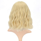 FAELBATY Blonde Wig With Bangs Short Wavy Bob Shoulder Length Synthetic Cosplay Wig for women Costume Wigs (12" Mix Blonde Color 6186)