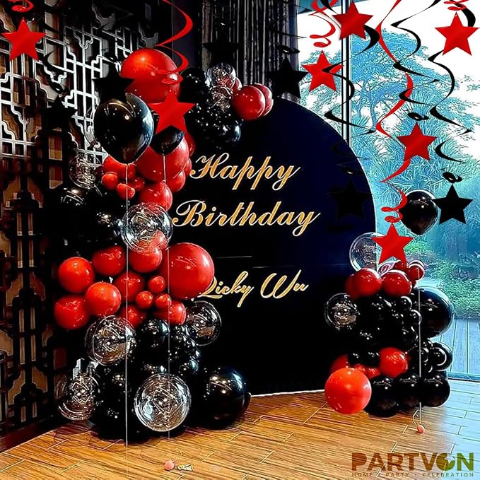 Red Black Hanging Swirl Decorations - Image 5