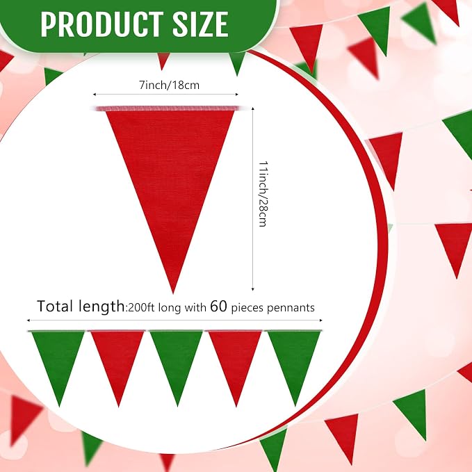 Tatuo 200 Feet Solid Pennant Banners Flags String Triangle Hanging DIY Bunting - Image 2