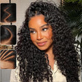 KLAIYI Bye Bye Knots Glueless Wig Pre Cut Water Wave HD Lace Front Wigs Human Hair Pre Bleached Pre Plucked Ready to Go Wigs for Women 30S Easy to Wear Put On and Go Curly Wig Beginner Friendly 22inch