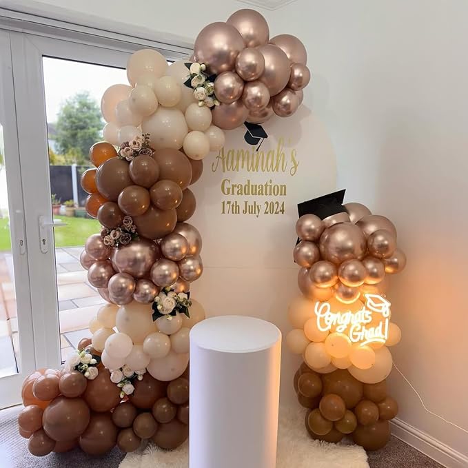 Brown Gold Balloons, Nude White Sand White Cream Coffee Balloon - Image 3