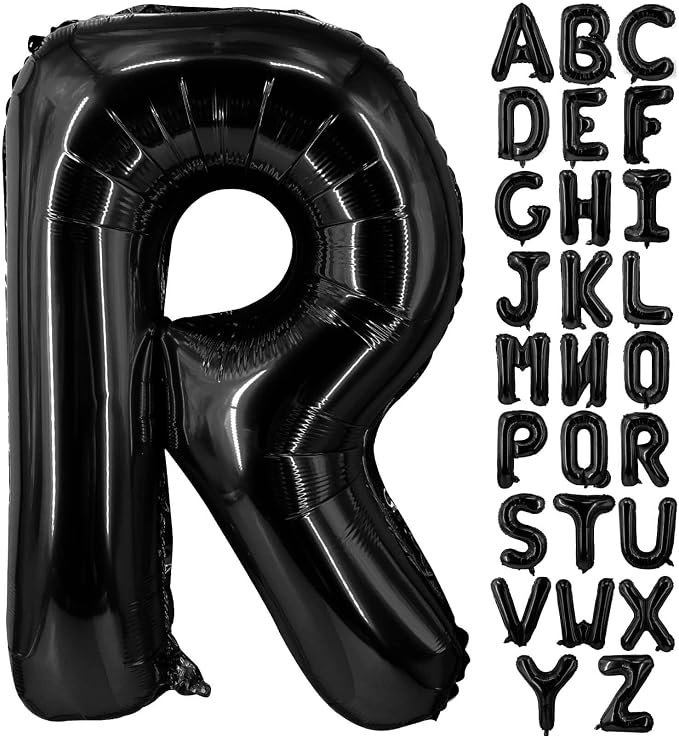 Lovoir 40 Inch Large Black Letter R Balloons Big Size Jumbo Mylar Foil Helium by Lovoir