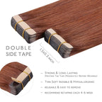 WENNALIFE Tape in Hair Extensions Human Hair, 20pcs 50g 22 inch Dark Auburn Copper Remy Hair Extensions Straight Human Hair Tape in Extensions Skin Weft Tape Extensions Human Hair