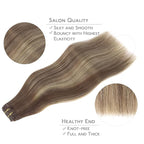 WENNALIFE Clip in Hair Extensions - Real Human Remy Hair, 18 Inch 120g 7pcs Balayage Chocolate Brown to Honey Blonde