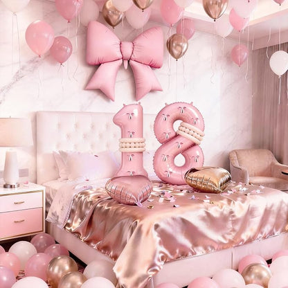 Dusty Pink Balloon Number 18 for 18th Birthday Decorations Girls, Retro Blush - Image 2