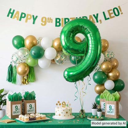 Green Number 9 Balloon 40 Inch, Vibrant Foil - Image 7
