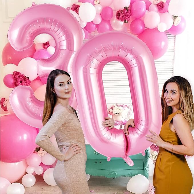 Pink Number 3 Balloon 40 inch, Big Large Foil Helium Number Balloons, Jumbo - Image 6
