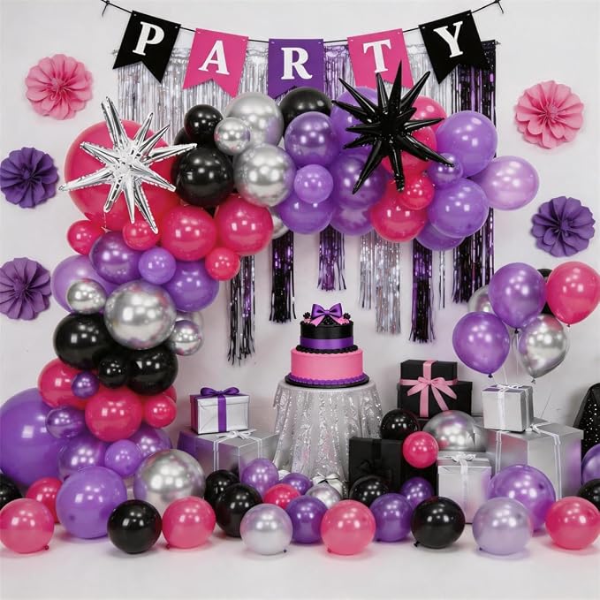 Hot Pink and Purple Balloon Arch Kit - Image 3