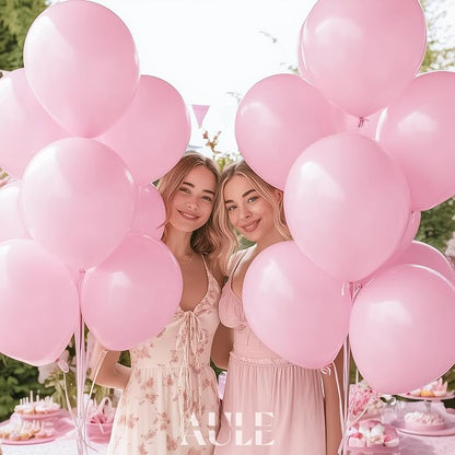 AULE 50Pcs Latex 12 Inch Macaron Pink Balloons Light Pink | Helium Party Happy - Image 5