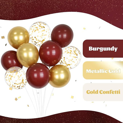 60pcs Burgundy and Gold Balloons 12inch, Maroon and Gold Balloons - Image 4