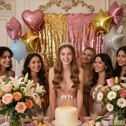 Gold Sequin Backdrop Curtains 2Panels 2x8ft - Image 7