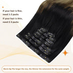 Full Shine Balayage Clip in Hair Extensions Real Human Hair 16 Inch Black to Light Brown with Honey Blonde Invisible Hair Extensions Ease of Use 8 PCS 120 G