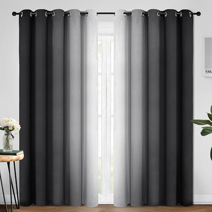 Yakamok Ombre Curtains Black and Greyish White by Yakamok