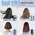 Quico 5 in 1 Blow Dryer Brush, Auto-Rotating Curling Brush, Air Curler for Hair, Hot Air Hair Styler with Negative Ions, No Heat Damage