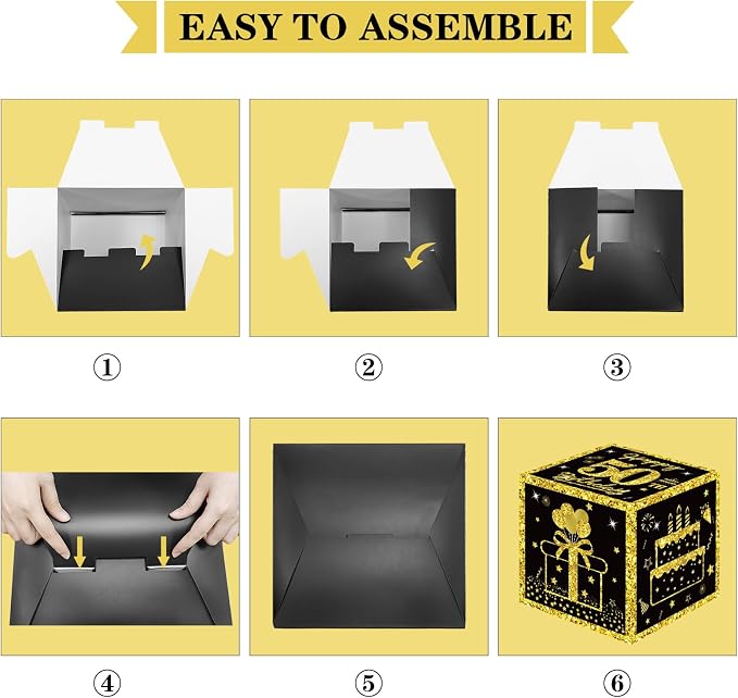 Eiurteao 3pcs Black Gold 50th Birthday Decorations Boxes - Image 6