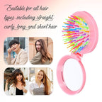 20 Pcs Folding Travel Hair Brushes with Mirror Round Folding Pocket Hair Brush Portable Mini Colourful Pop Up Hairs Brushes for Women Girls Men Makeup Operation Christmas