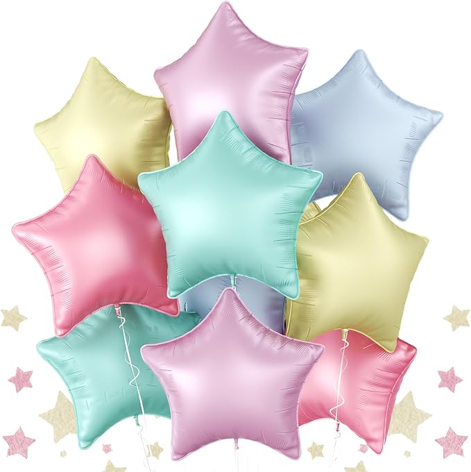 Biapian Pastel Star Foil Balloons, 18 Inch Multicolor Stars Balloons by BIAPIAN