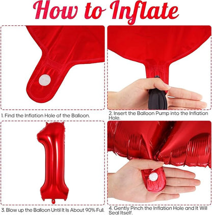 Red Number 16 Balloons, 40 Inch Big Large Foil Number Balloons, Jumbo Giant - Image 3