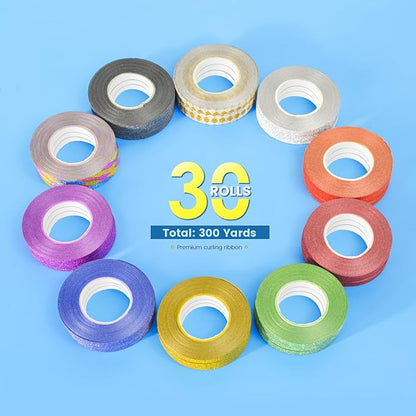 10 Colors Glitter Curling Ribbon Set, Balloon String 1/5" X 10 Yards Per Roll - Image 2