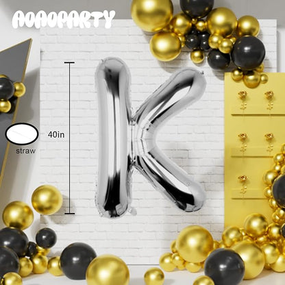 Letter Balloons Silver 40 Inch K Large Big Foil Mylar Balloon | - Image 6