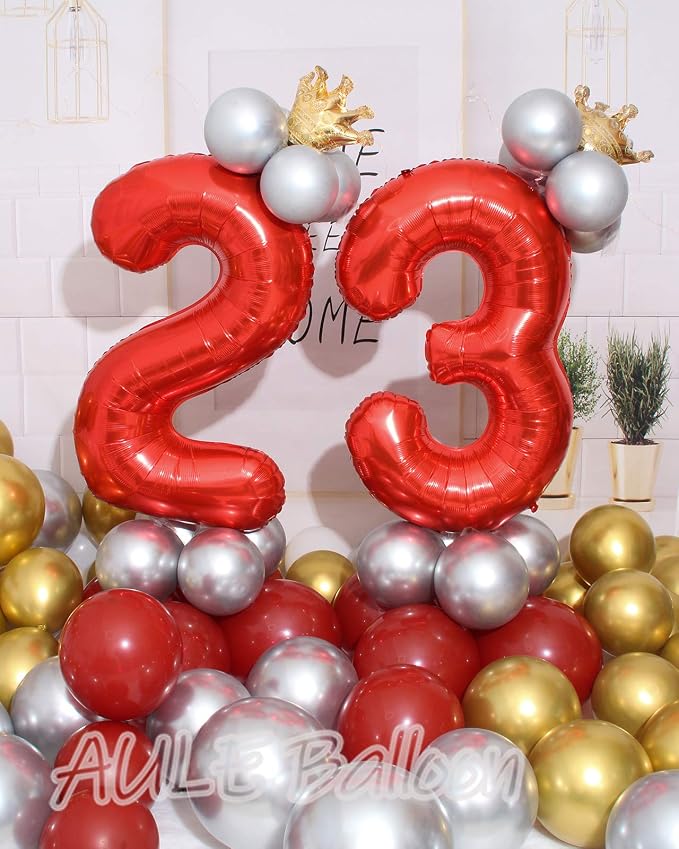 AULE 40 Inch Red 23 Balloon Number Foil 0-9 Birthday Big Numbers | Birthday - Image 2
