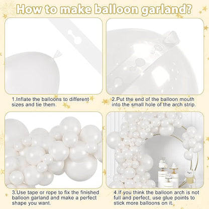 164Pcs Pearl White Balloons Garland Arch Kit Different Sizes | 18 12 10 5 inch - Image 7