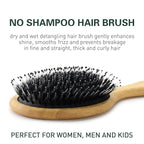 Boar Bristle Hair Brush,No Shampoo Hair Brush,Dry and Wet Detangling Gently Enhances Shine, Smooths Frizz and Prevents Breakage in Fine and Straight, Thick and Curly Hair