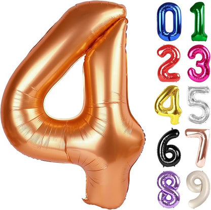 4 Balloon - Orange Birthday Number Balloons, 40 Inch Decorations Men Women | by ALPHADELTAPI